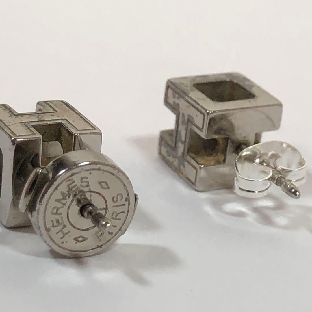 HERMES エルメス Hキューブ ピアス ベージュ カージュ ド アッシュ