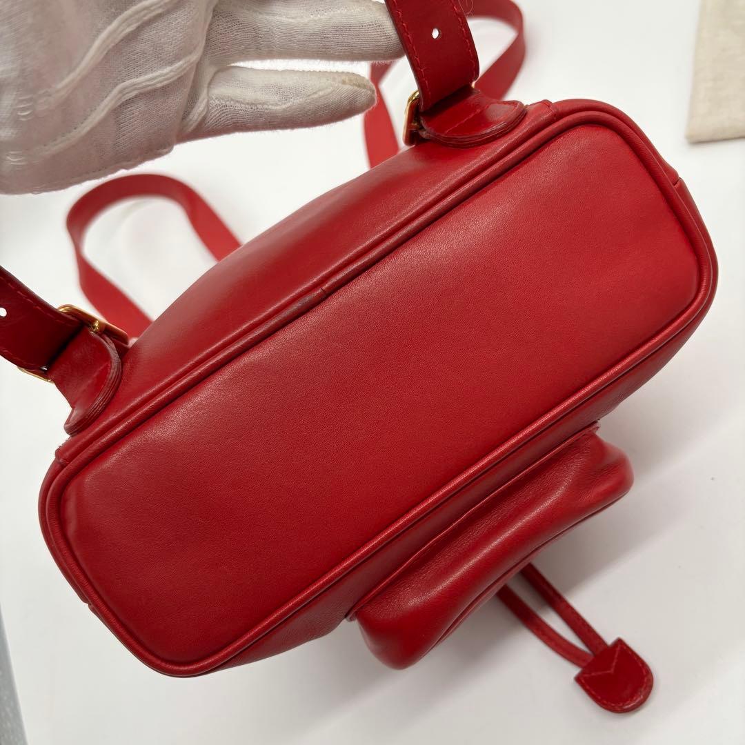 激レア美品 ✨ GUCCI リュック カーフレザー 赤 バンブー