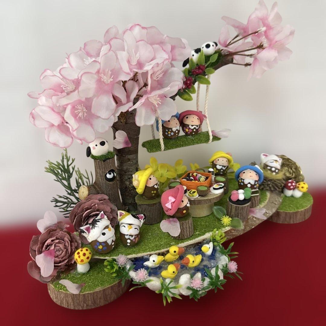 どんぐりアート♡ねこ帽子お雛様オブジェ＆春のオブジェ♡