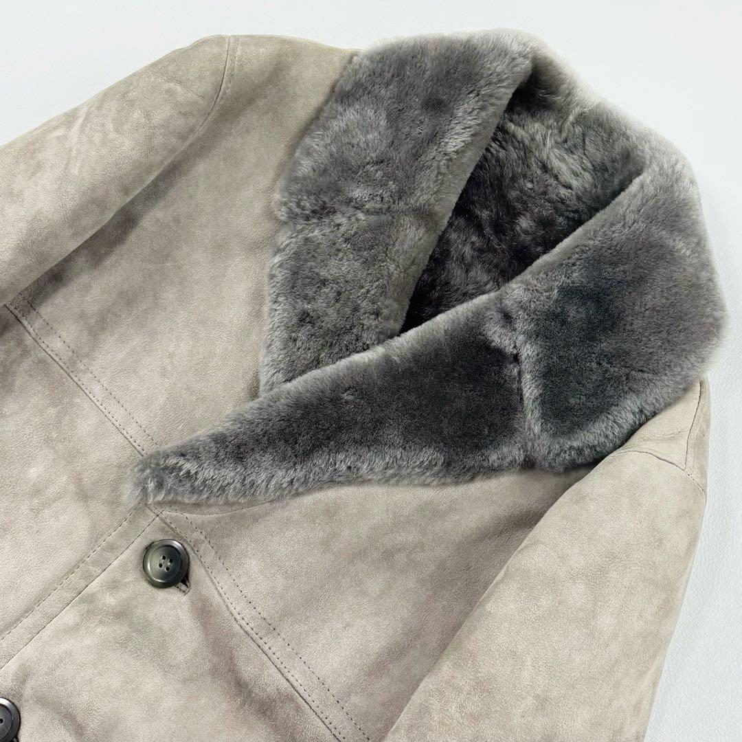 ヴィンテージ シープスキン スエードレザーリアルムートンチェスターコート グレー