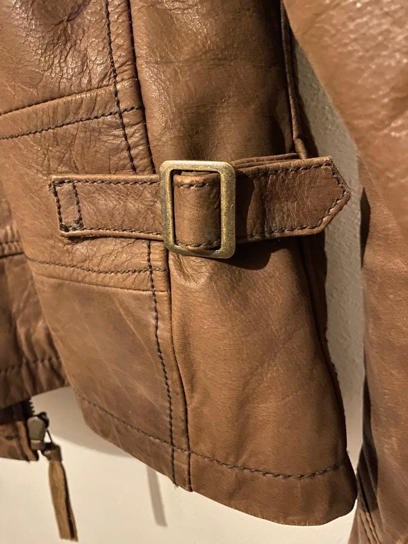 AVIREX 本革 シングルライダースジャケット ブラウンサイズS