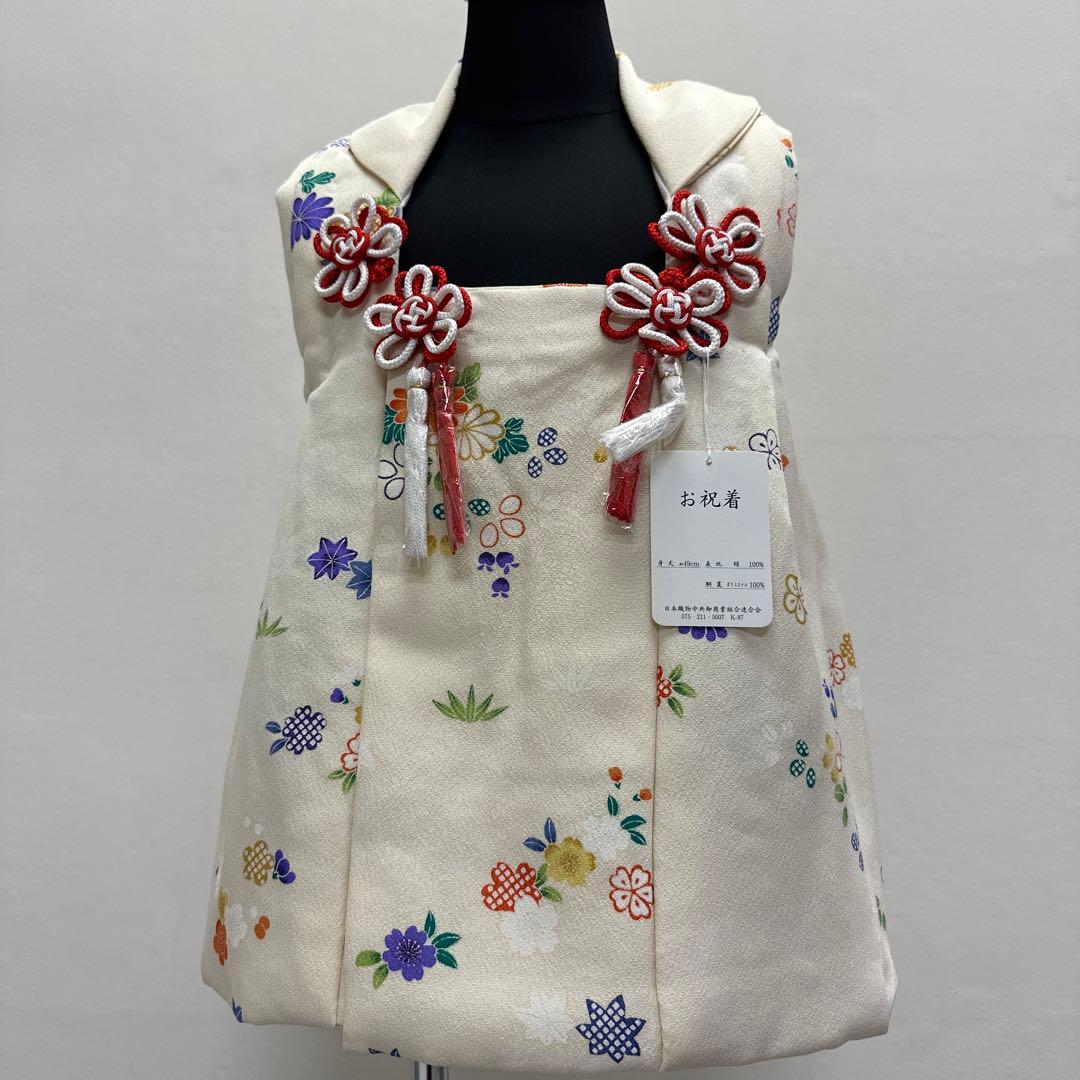 新品 正絹 被布 単品 友禅 手描 薄クリーム地 七五三 被布コート