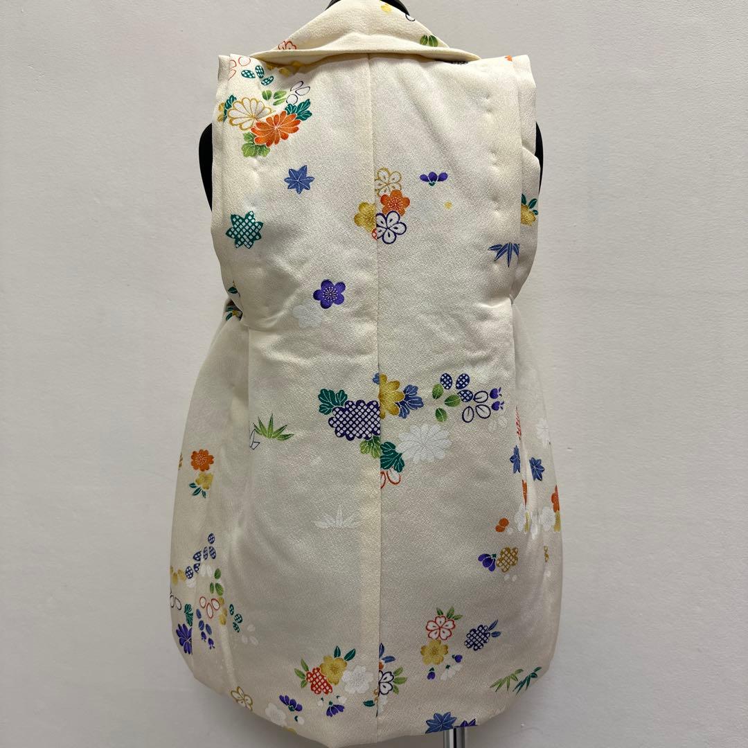 新品 正絹 被布 単品 友禅 手描 薄クリーム地 七五三 被布コート