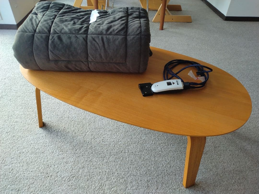 【美品】MUJI無印良品 タモ材こたつ110cm布団セット/ローテーブル机/座卓