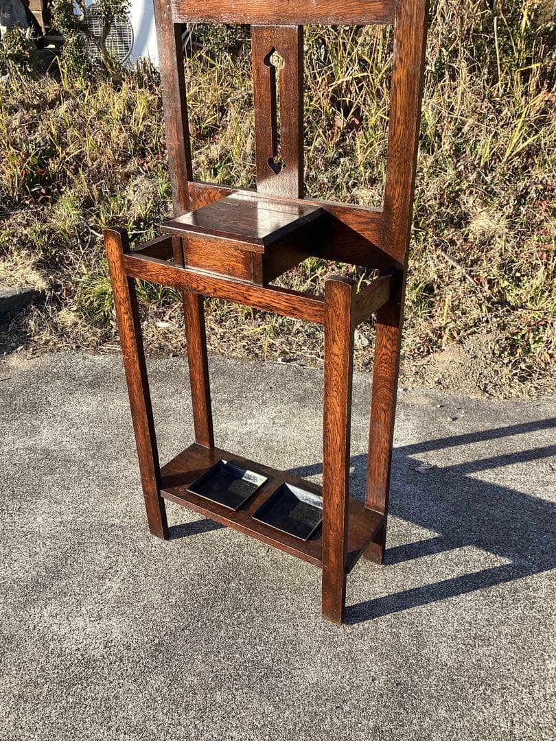 イギリスアンティーク　オーク材　ホールスタンド