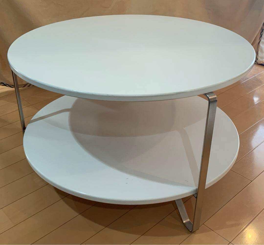 IKEA IMFORS 円形木製コーヒーテーブル 直径80cm 白　ホワイト