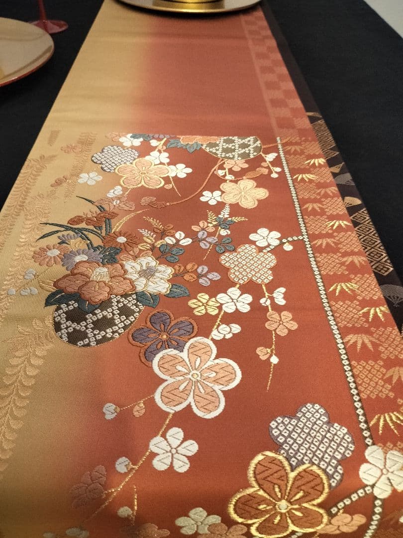A928★逸品‼️ ひな祭り‼️正絹テーブルランナー2m14cm