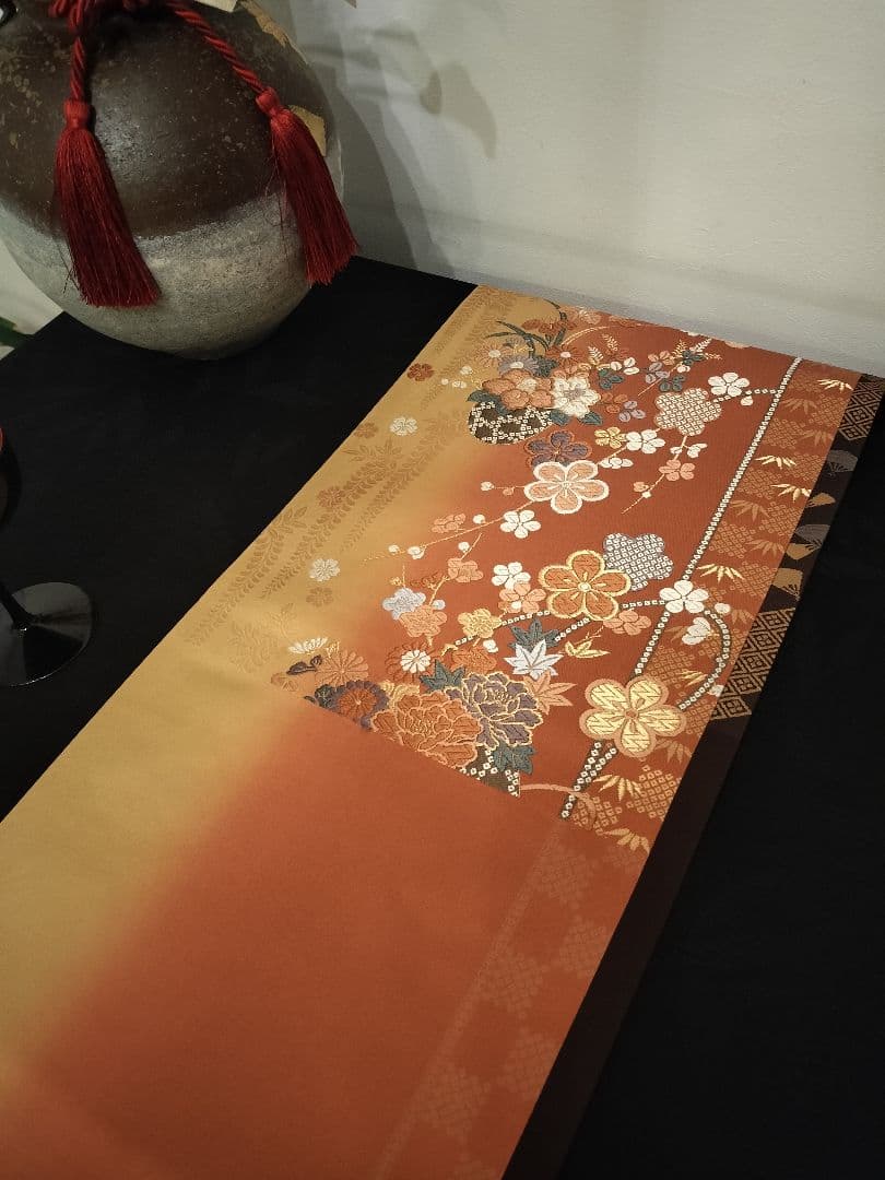 A928★逸品‼️ ひな祭り‼️正絹テーブルランナー2m14cm