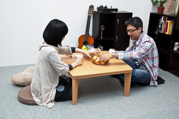 《新品・送料無料》カジュアルコタツ　R天板　75×75　正方形　BR/NA