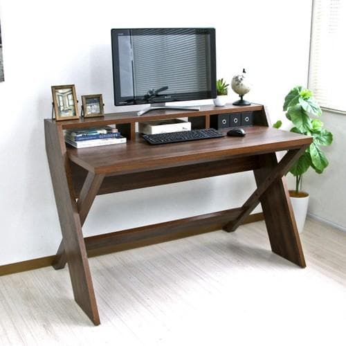 《新品・送料無料》パソコンデスク 幅125cm ハイタイプ ブラウン 机 ワーク