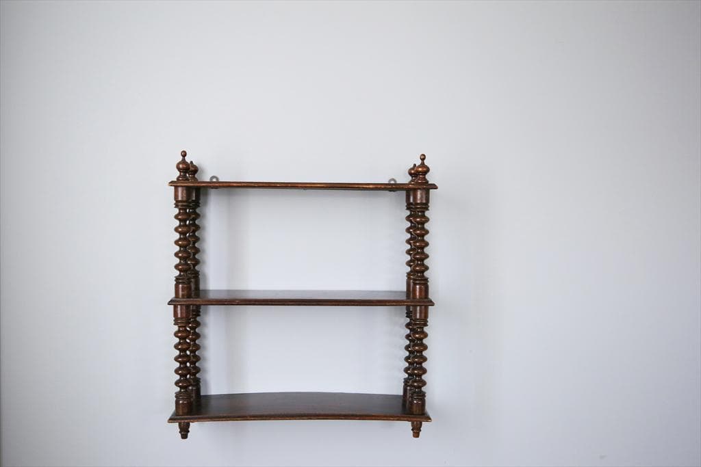 フランスアンティーク木製ウォールシェルフ/壁掛けラック/飾り棚(90-184)