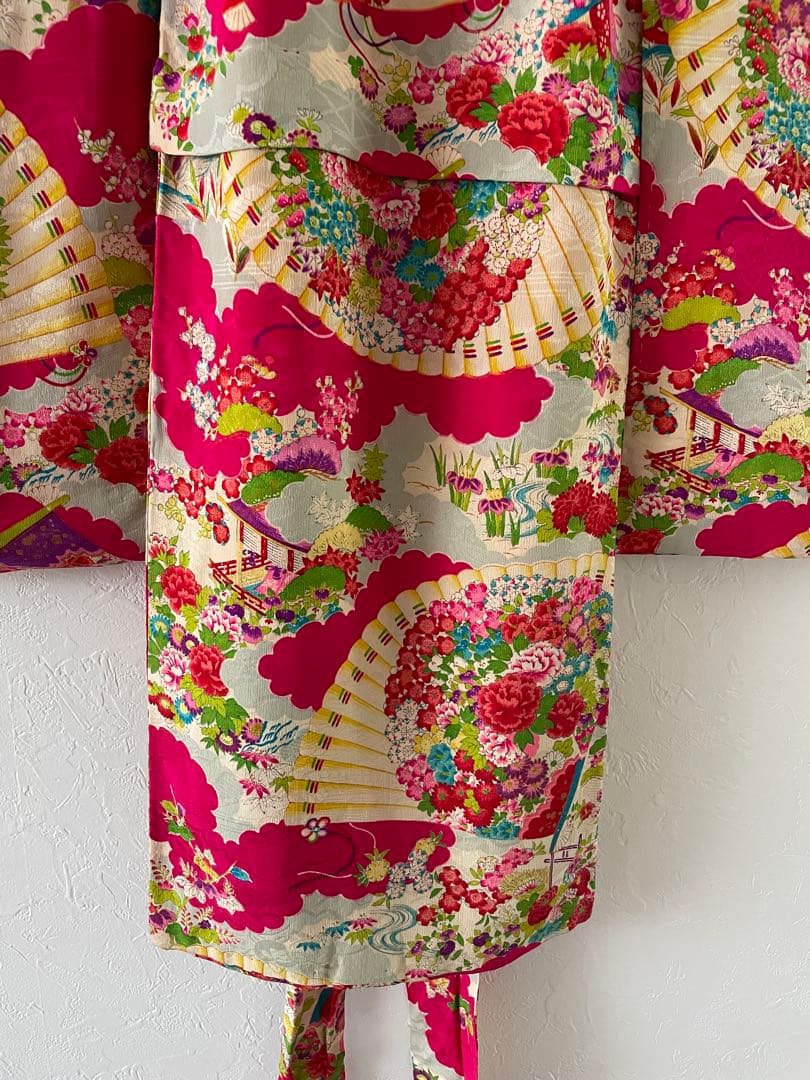 七五三　3歳　アンティークお着物セット　ハンドメイド　正絹総絞りの被布コーデ