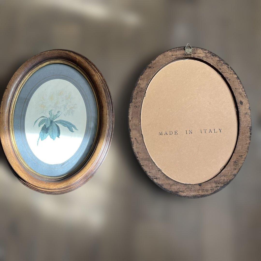 アンティーク　イタリー製　花の絵　古木　フレーム　壁掛け