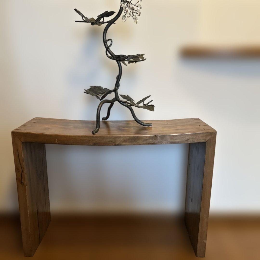 エントランスベンチ　玄関フロア靴脱ぎ椅子　手荷物一時置き　曲木コンソールテーブル