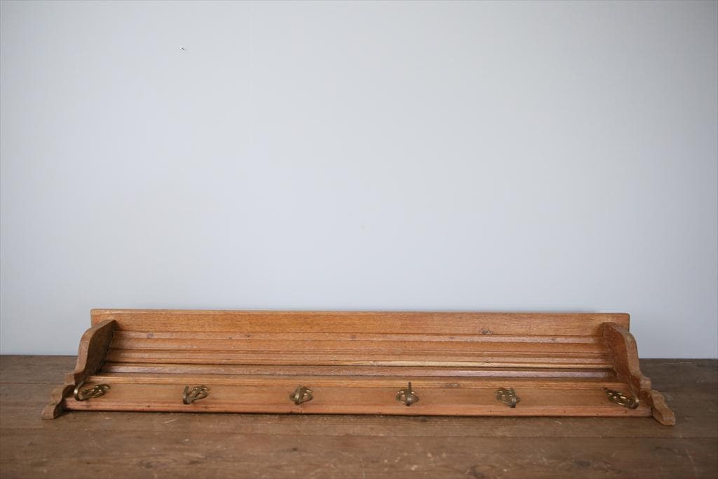 フランスアンティーク木製ウォールフック/シェルフ/壁掛けラック(86-162)