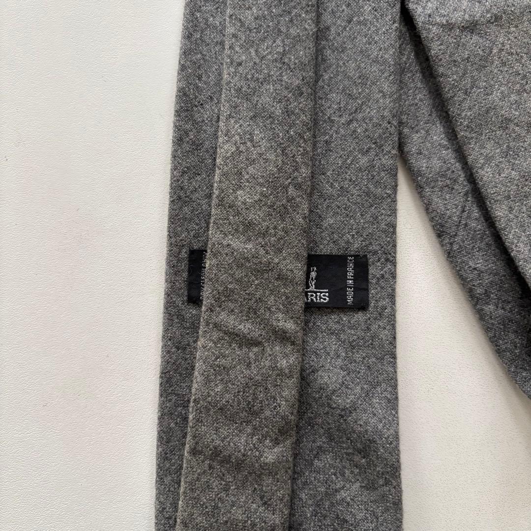 HERMES-PARIS / エルメス ネクタイ カシミア100% 無地 グレー