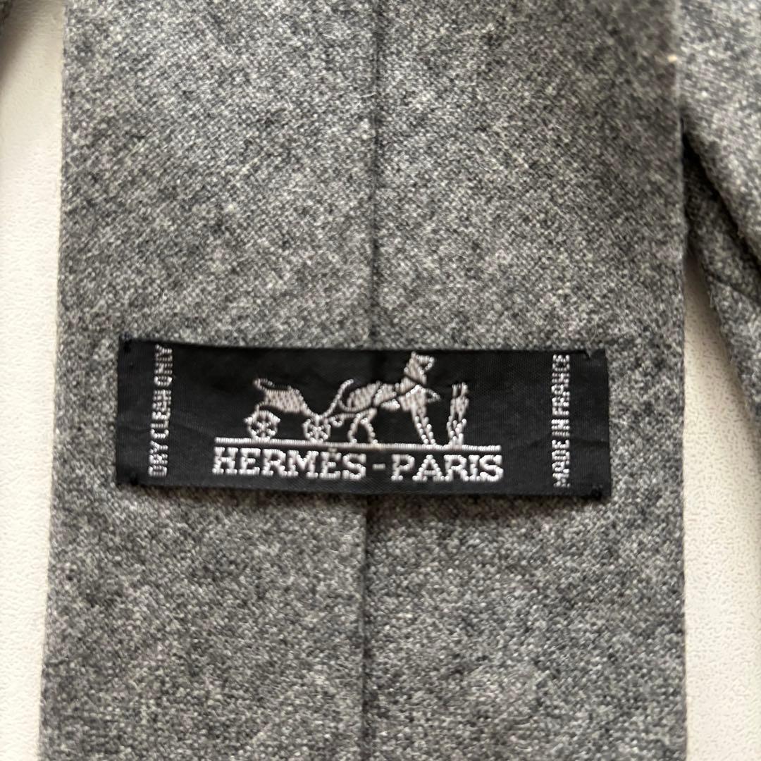 HERMES-PARIS / エルメス ネクタイ カシミア100% 無地 グレー