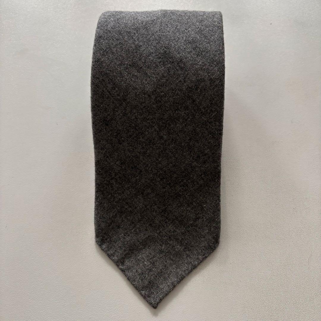 HERMES-PARIS / エルメス ネクタイ カシミア100% 無地 グレー