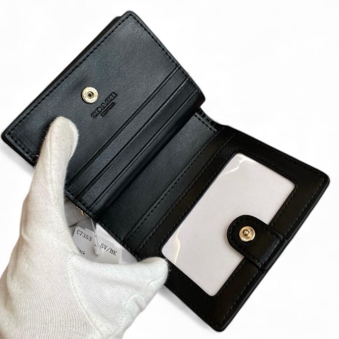 【新品・箱/袋/タグ付】COACH 折り財布　ブラック　二つ折り財布　レザー