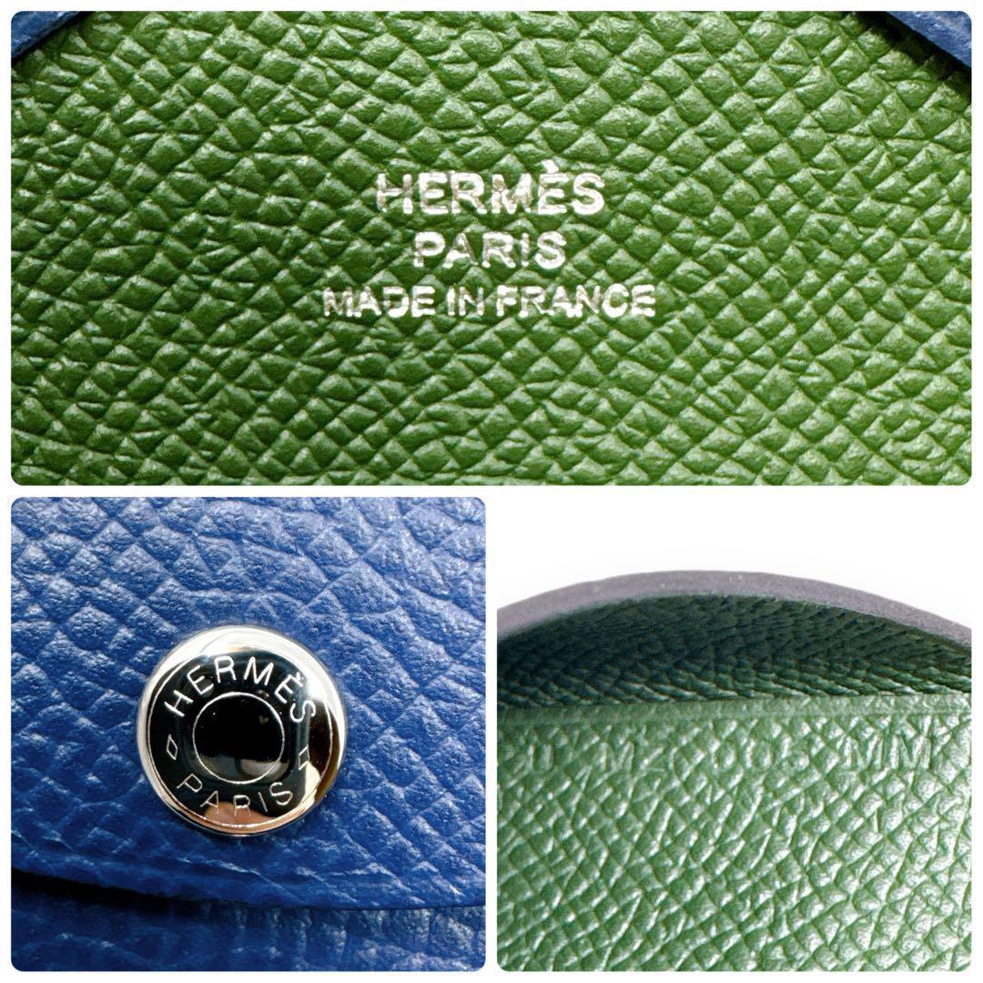 エルメス ケース ミニ財布 カルヴィデュオ ネイビー ブルー ユニセックス