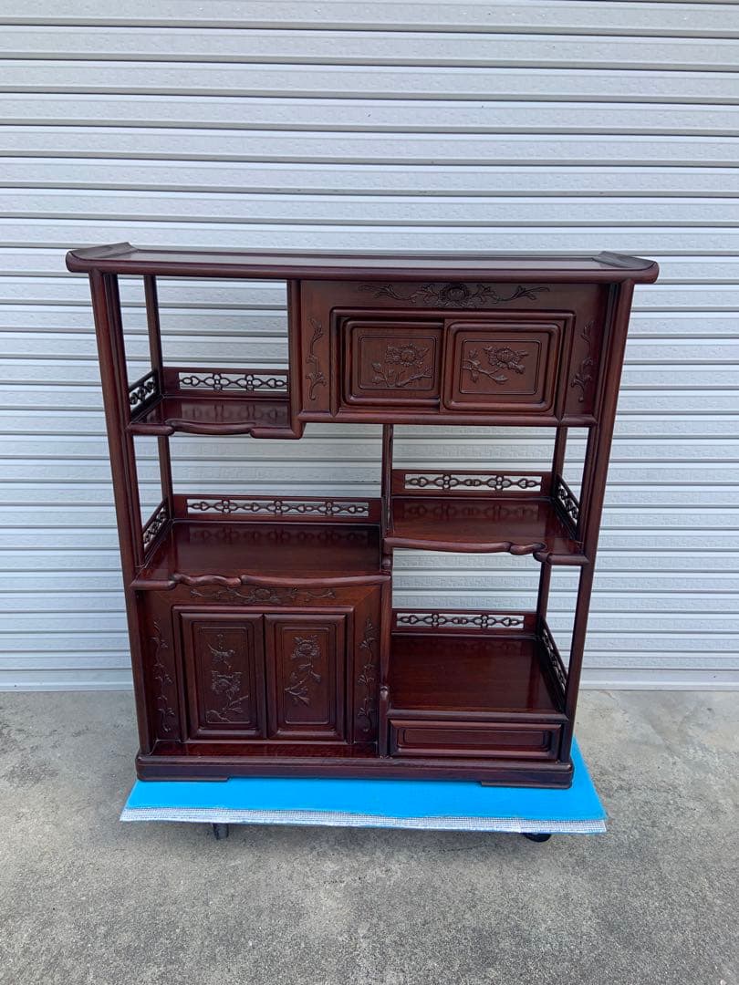 茶箪笥　アンティーク　唐木　年代物　飾り棚　中国家具　美術品　昭和レトロ