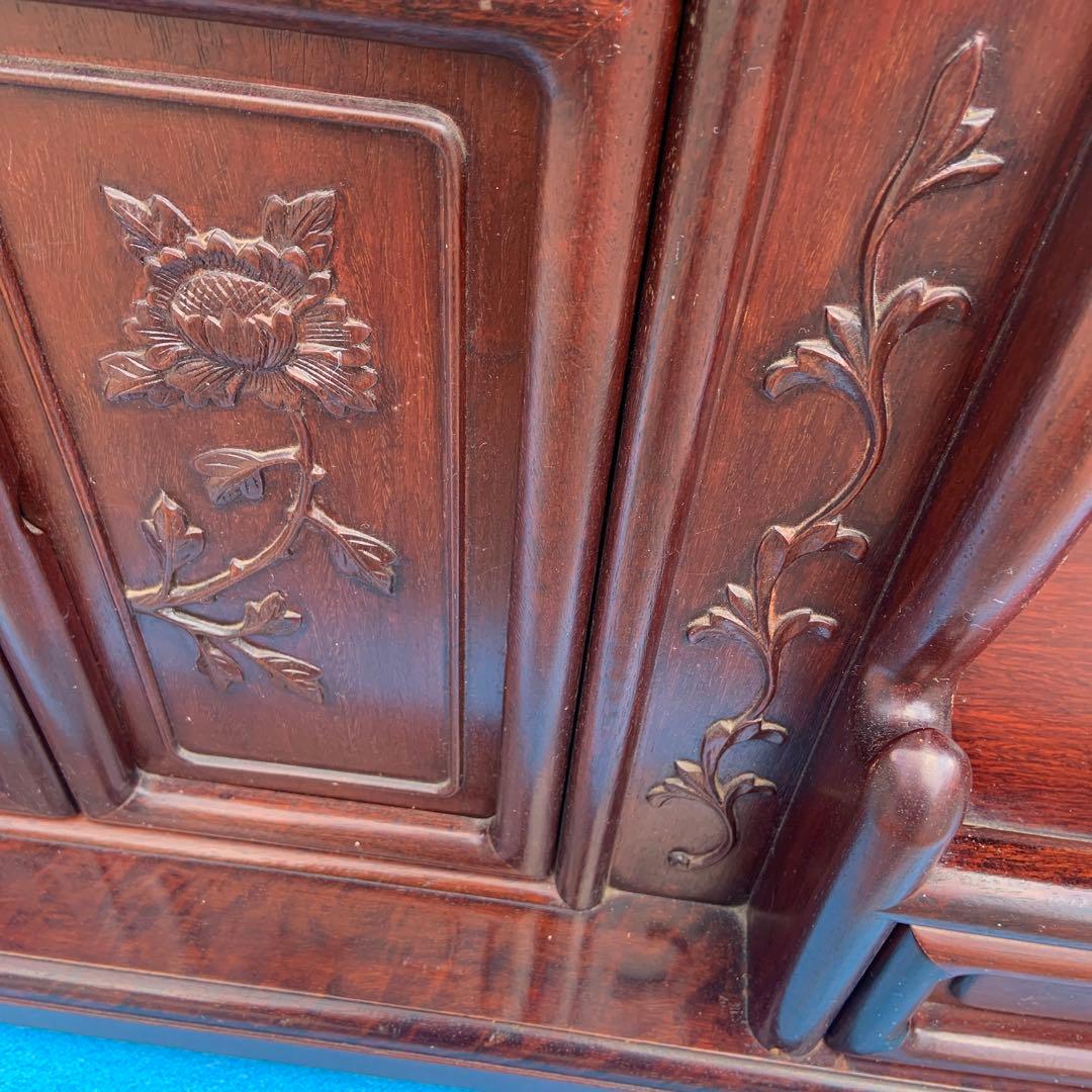 茶箪笥　アンティーク　唐木　年代物　飾り棚　中国家具　美術品　昭和レトロ