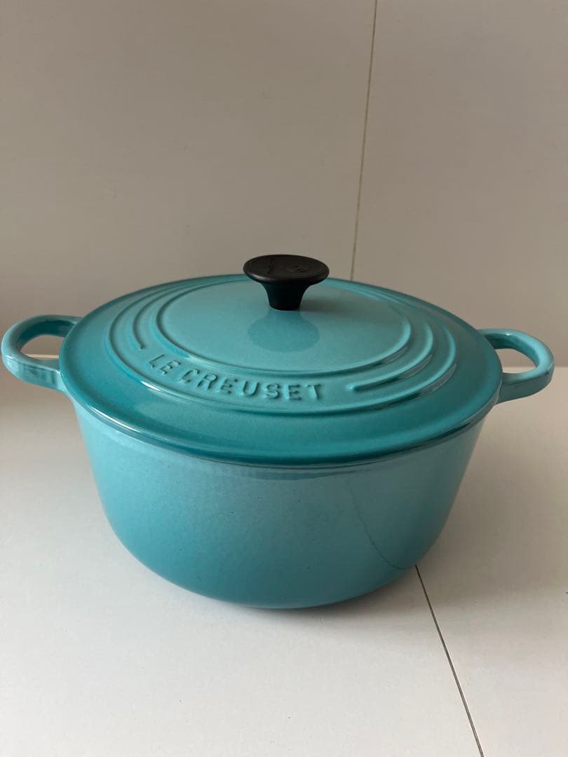 廃盤　限定色　ルクルーゼ　ココットロンド　22cm カリビアンブルー