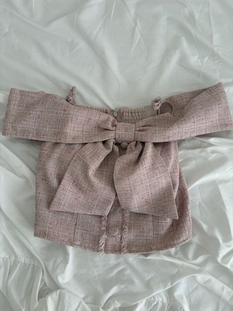 LIP SERVICE オフショルダーリボン付きトップス Lサイズ