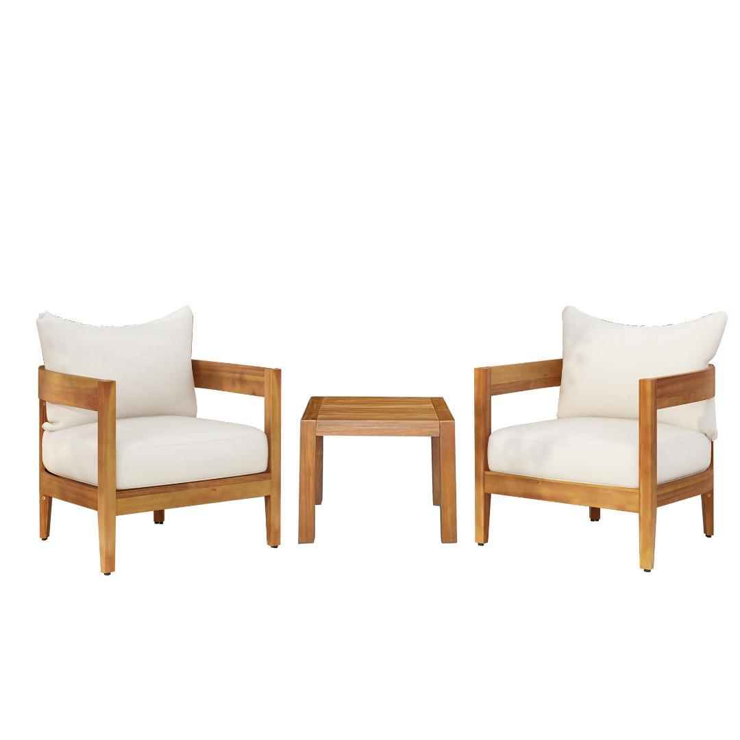 ガーデンファーニチャー 3点セット 天然木 屋外用 肘掛け ソファ ガーデンフ