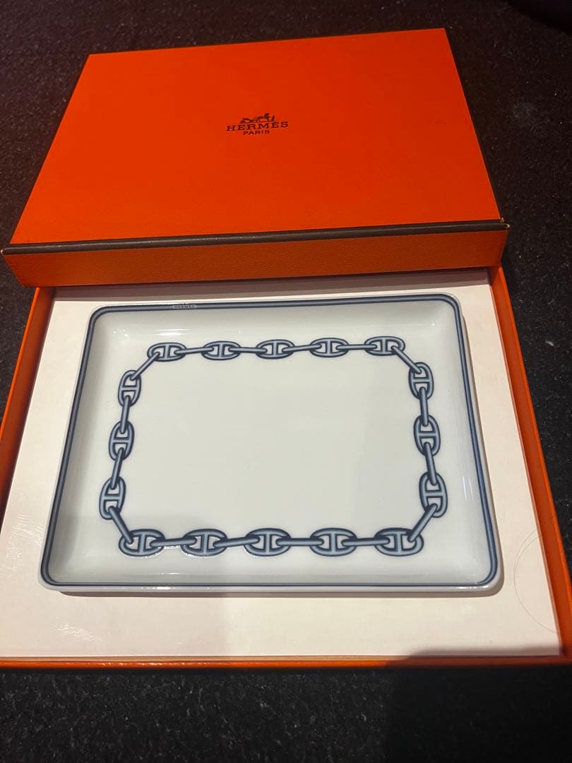 新品　貴重　エルメス チェーンモチーフ 皿 約30cm x 20cm