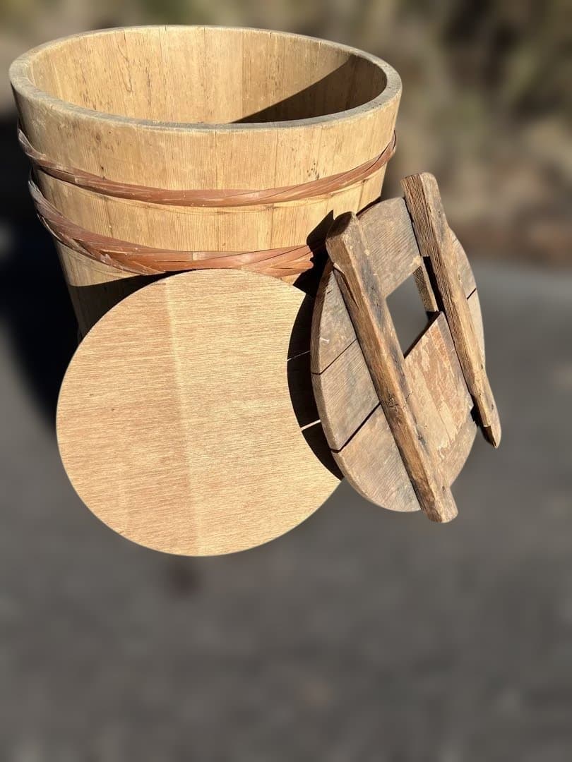 木製　漬物樽　蓋付き