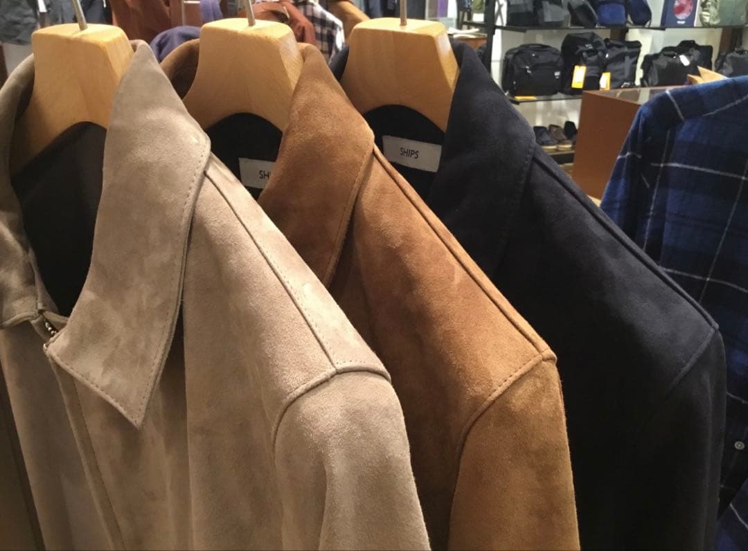 シップス レザージャケット ブルゾン ジップアップ　ヤギ革 スエード SHIPS