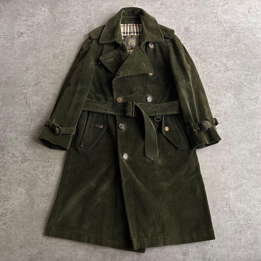 90's vintage■J.PREES【M】コーデュロイ トレンチコート 緑