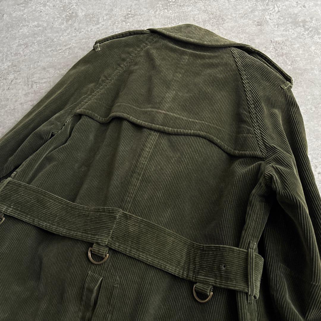 90's vintage■J.PREES【M】コーデュロイ トレンチコート 緑