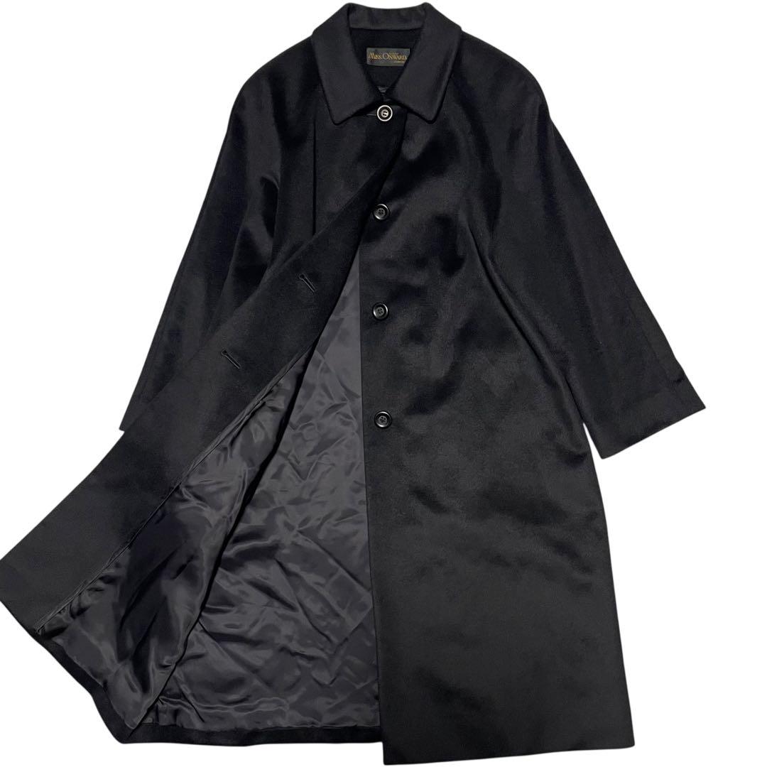 【カシミヤ100%×極美品】マキシ丈ロングチェスターコート 日本製 ブラックM