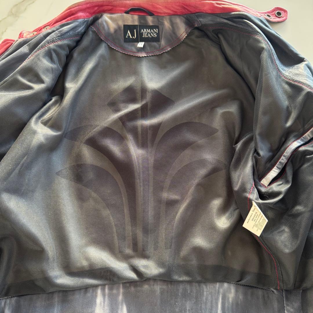 【希少/入手困難】アルマーニジーンズ　シングルライダース　レザー　ダメージ加工