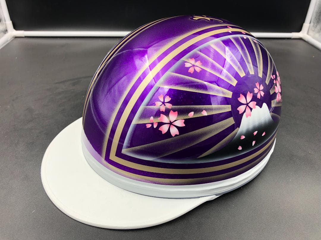 コルク半　カスタム　富士日章　三つボタン　パープルラメゴールドぼかし　桜送料無料