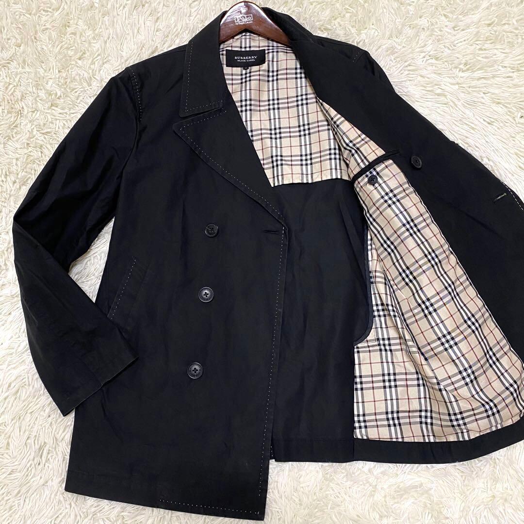 【美品✨】バーバリーブラックレーベル スプリングコート ダブル ノバチェック黒M