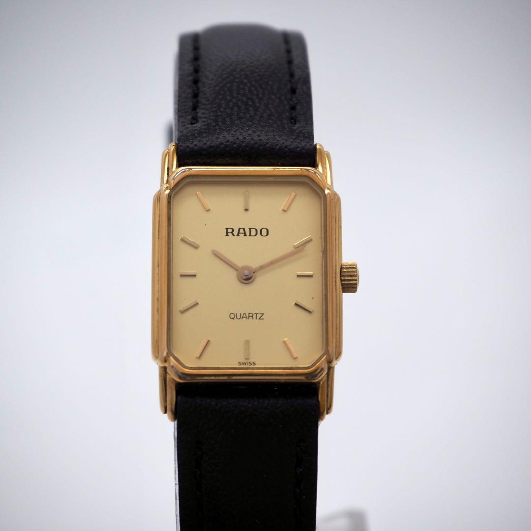 556 稼働 RADO 時計　レディース　スクエア 新品ベルト ゴールド 希少