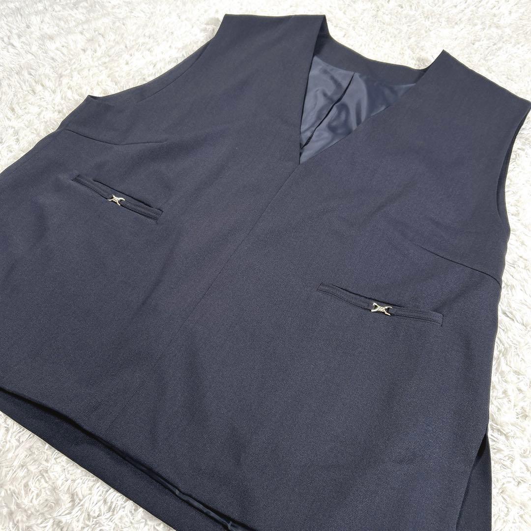 【3点セット・大きいサイズ 5L】　ニッセン　パンツスーツ　紺ブレ　ベスト　紺