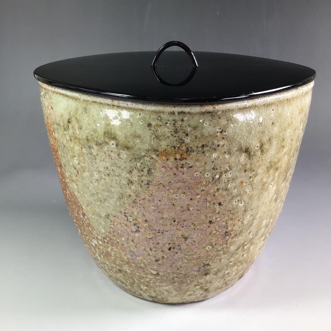 Ｒ６８４　水指　『信楽焼』『保庭楽入造』『菱形水指』　共箱　茶道具