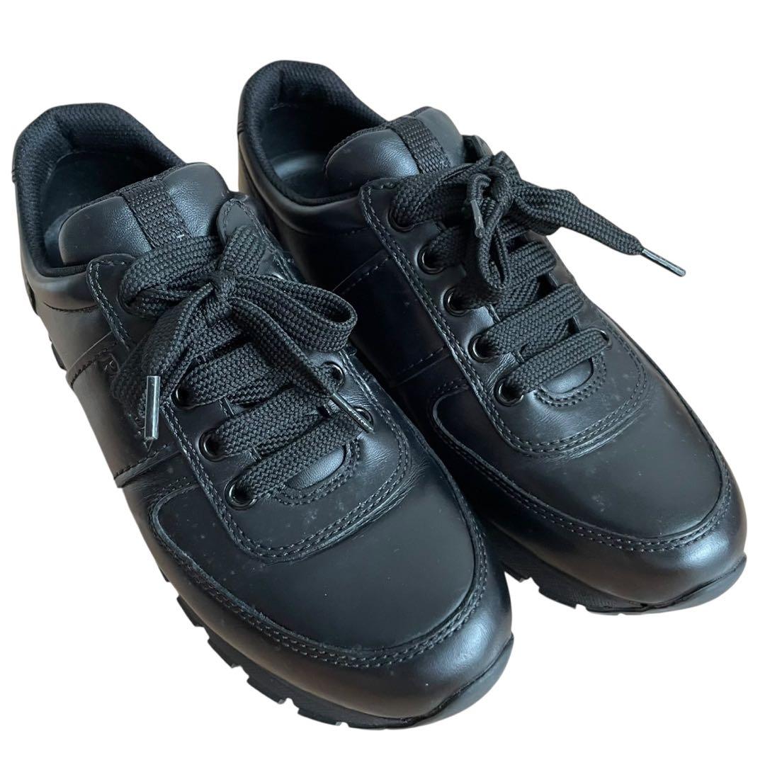 未使用級✨　PRADA SPORT スニーカー　レザー　黒　22.5相当