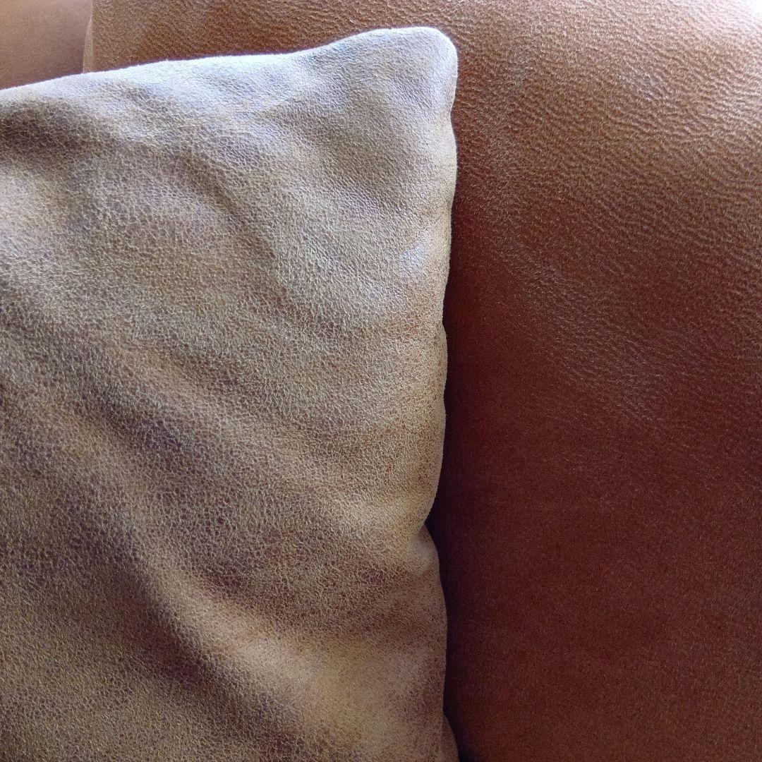 引き取り！　　キャメルオレンジ　大川家具　革ソファ