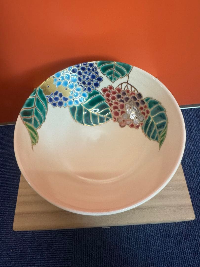 1967 御室窯 仁清紫陽花平茶碗 抹茶碗　未使用