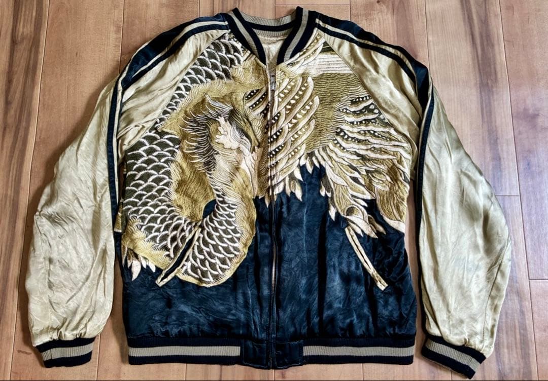 花旅楽団 総刺繍 鳳凰 サテンスカジャン L