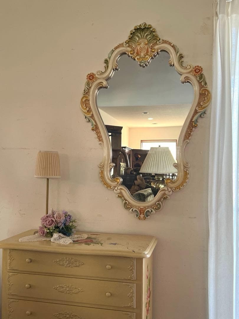k015r122 ロココ調 まるでお姫様の部屋のようなクラシカルウォールミラー