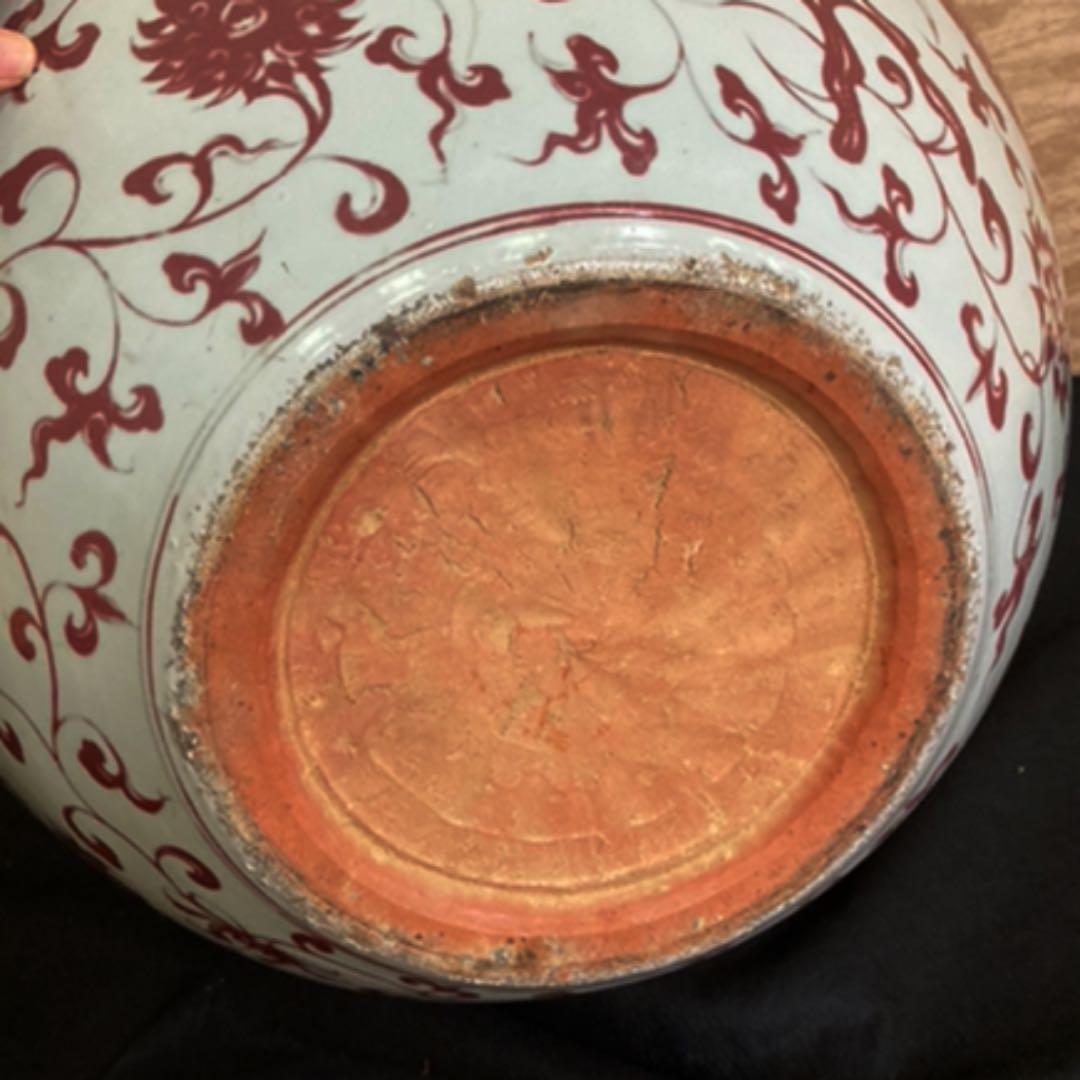 五爪献上龍　辰砂天球大花瓶　高さ75㎝