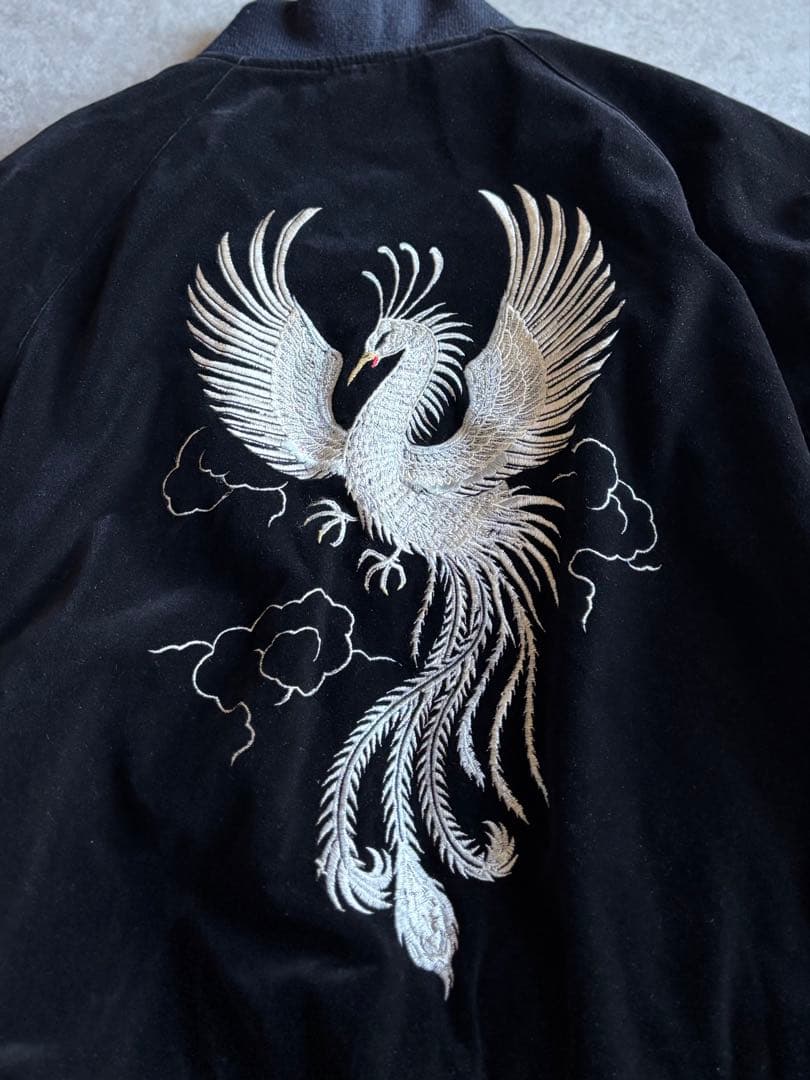 Ulcolow 別珍スカジャン スーベニアジャケット 龍 鳳凰 アメカジ 黒赤