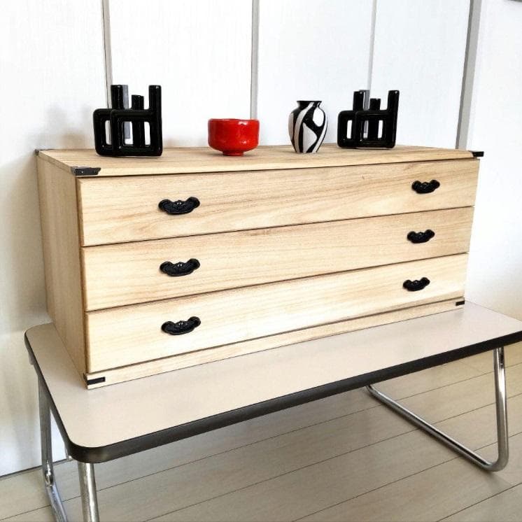 天然桐箪笥三段　和 チェスト　引出し収納　キャビネット　和装 着物　タンス　希少