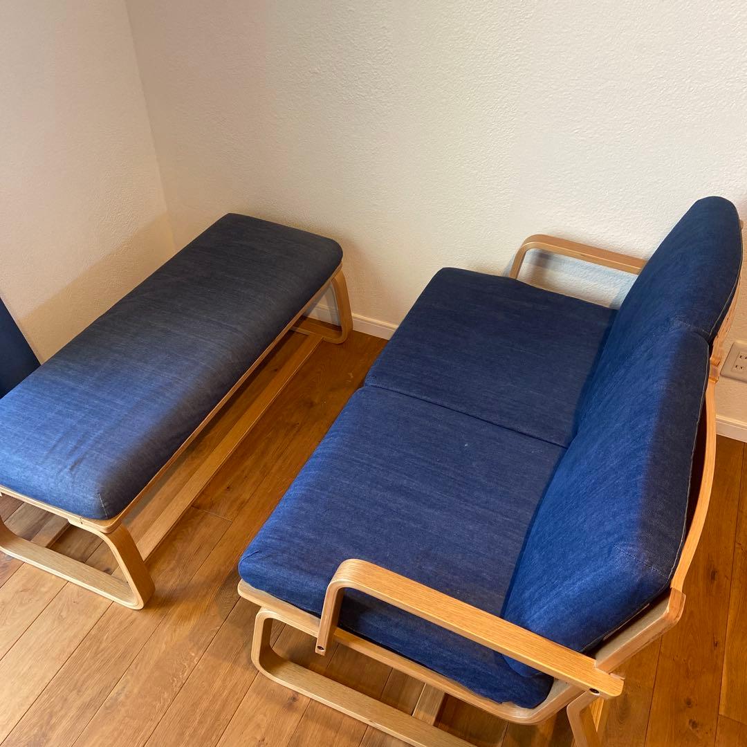 リビングでもダイニングでも使えるソファチェア、ベンチセット　※引き取り限定